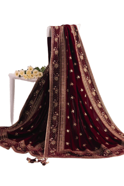 Luxurious velvet shawl with soft texture and elegant drape