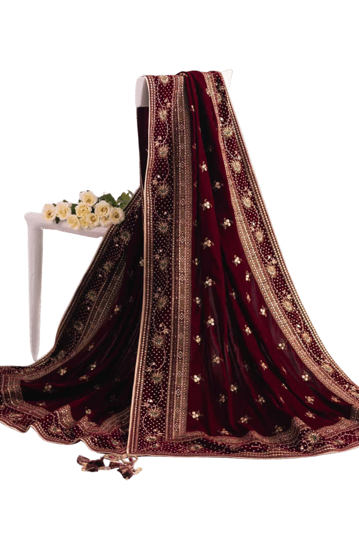 Luxurious velvet shawl with soft texture and elegant drape