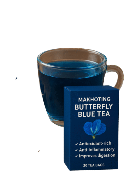 Makhoting butterfly blue tea with vibrant blue color – natural herbal wellness tea