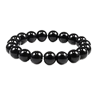 Stylish handmade beaded bracelet with natural polished beads on elastic cord