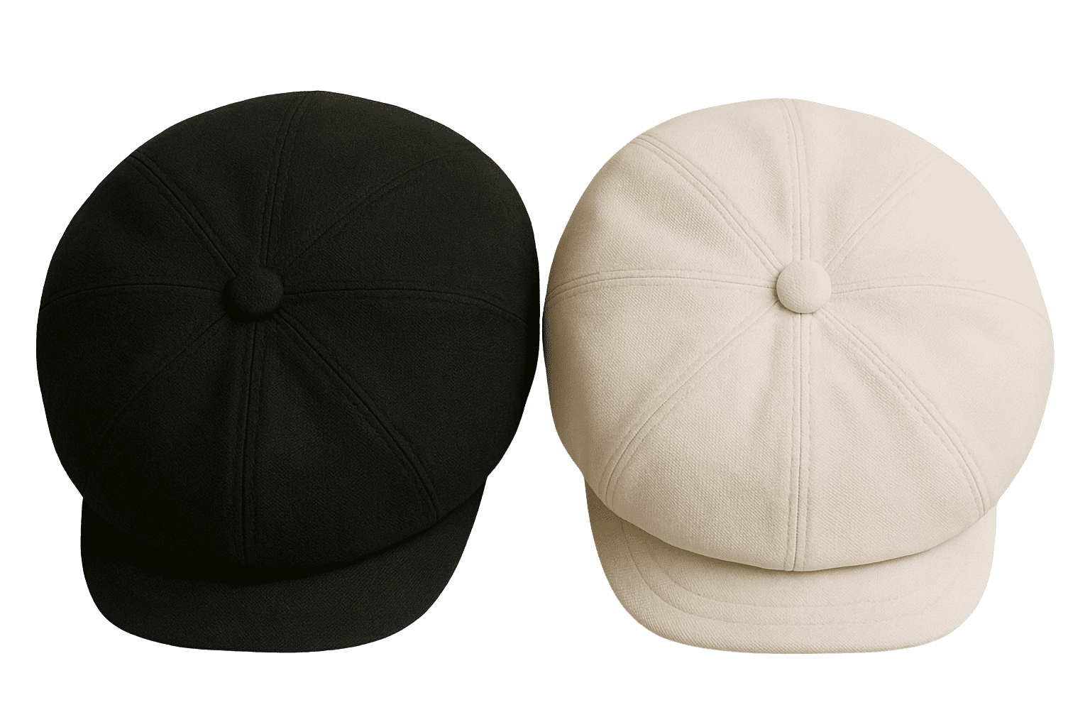 Gerard Cap – Classic Vintage Style Flat Cap for Men & Women Classic Gerard Cap in black and beige – vintage style flat cap with soft fabric and button detail